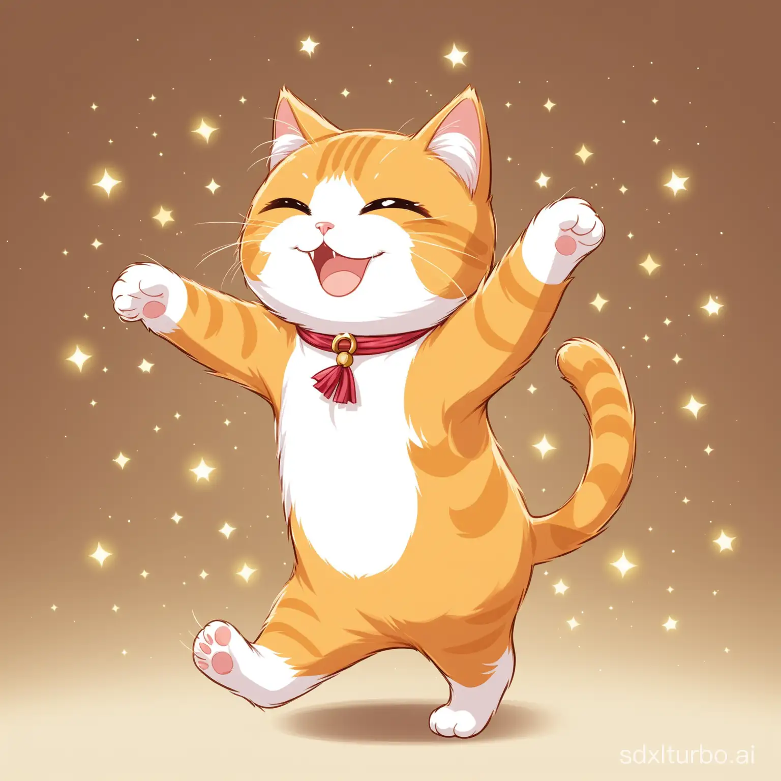 a happy cat dancing