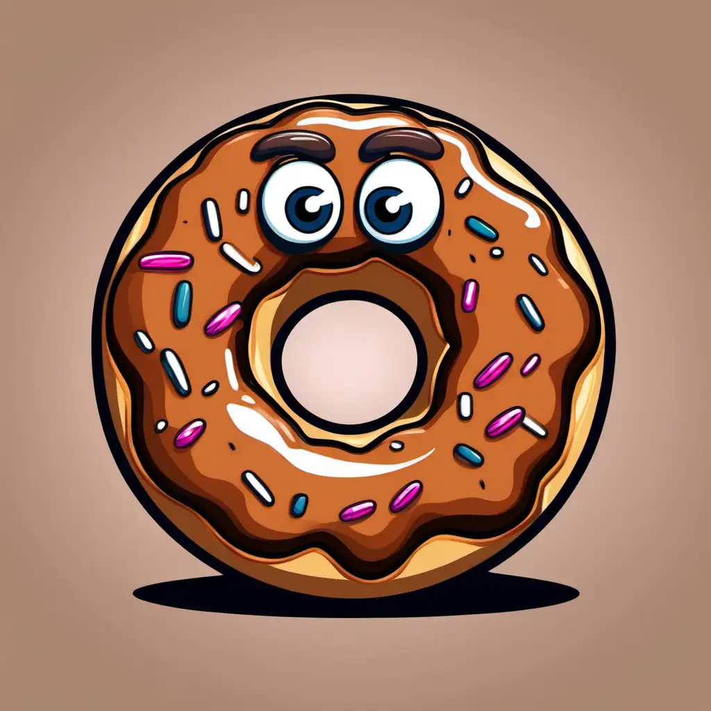 Angry Brown Cartoon Donut Illustration