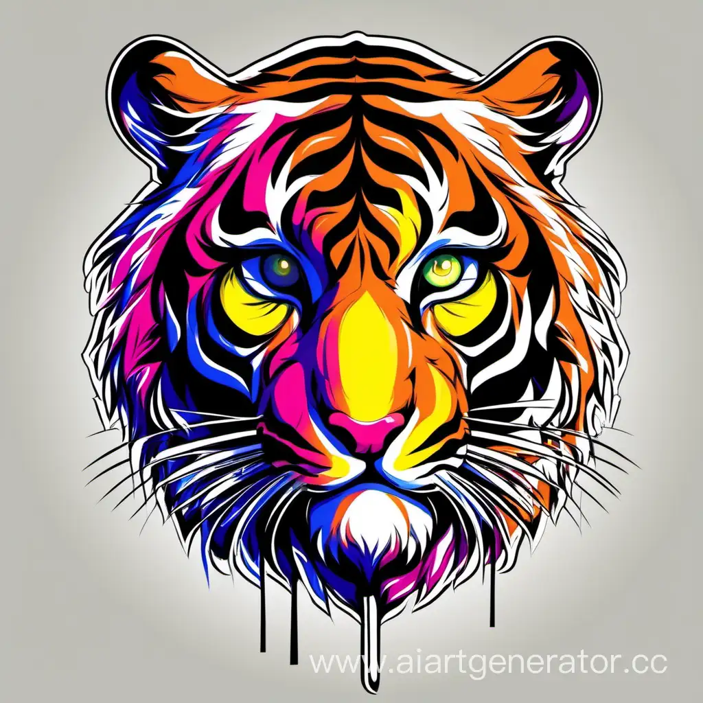 графика, тигр, разноцветный, вектор