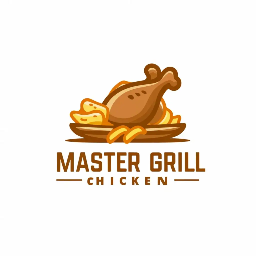 a logo design,with the text "Master Grill Chicken", main symbol:grilled chicken with chips,Moderate,be used in Restaurant industry,clear background