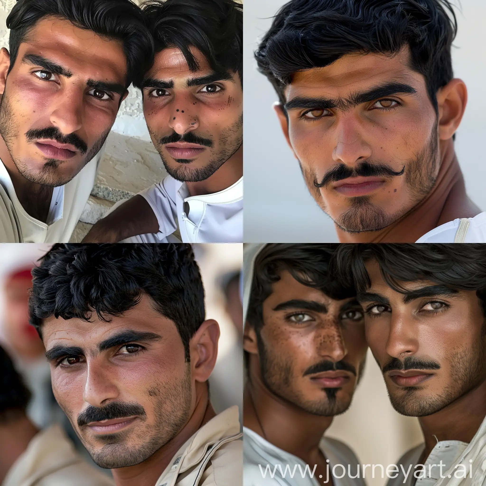 Красивые смуглые иранские парни с чёрными волосами, карими глазами и усами работают телохранителями шейхов в Дубае