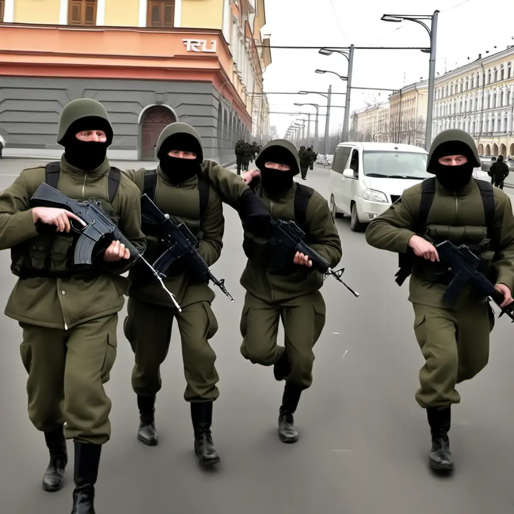 российские солдаты грабят людей на улице