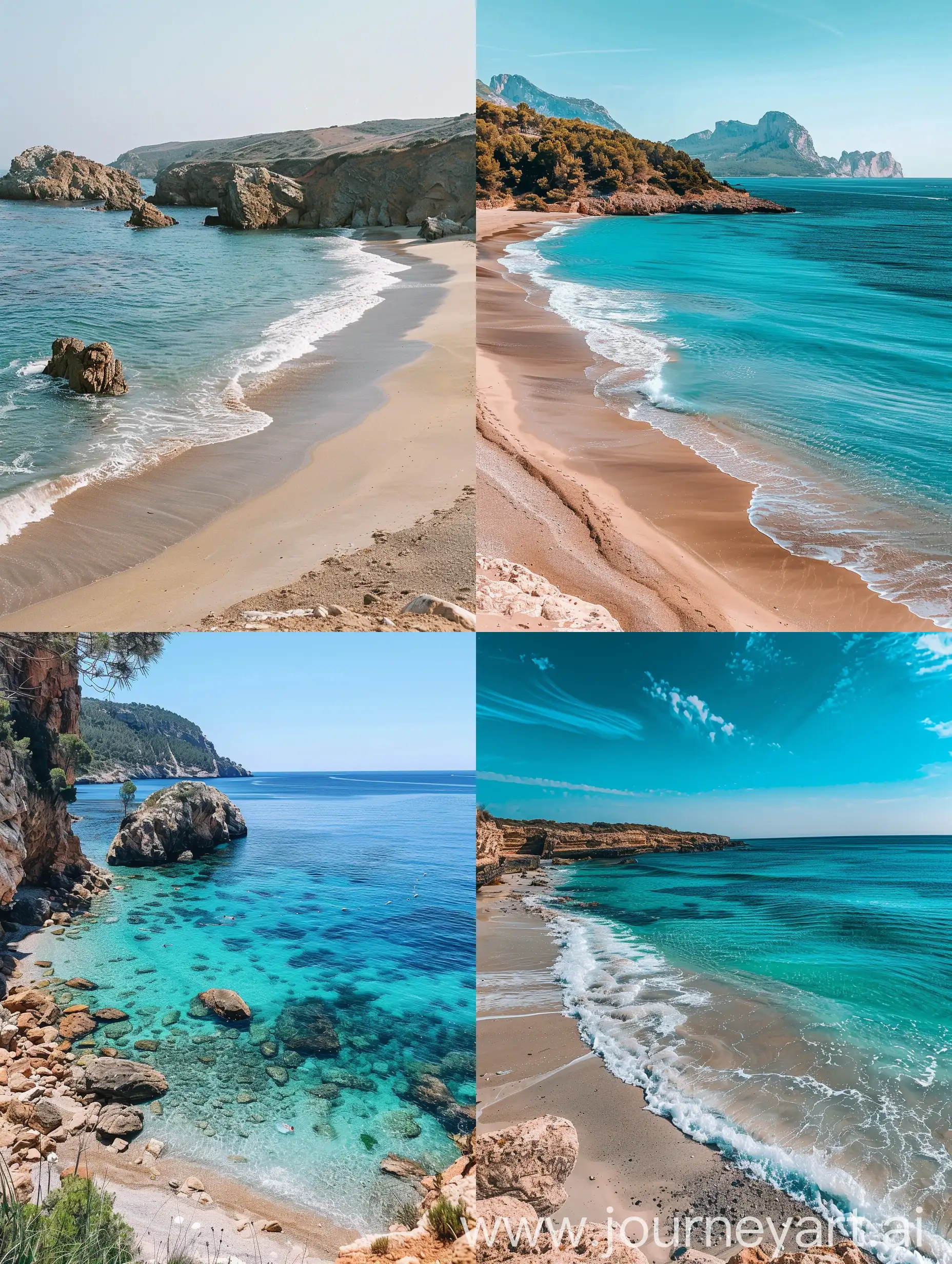 Idyllic-Spanish-Beach-Scene-with-Clear-Blue-Sky-and-Sandy-Shoreline