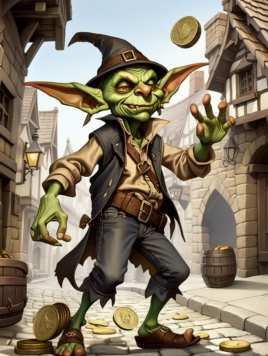 Dungeons and Dragons Style Goblin Town Wretch Gathering Coins