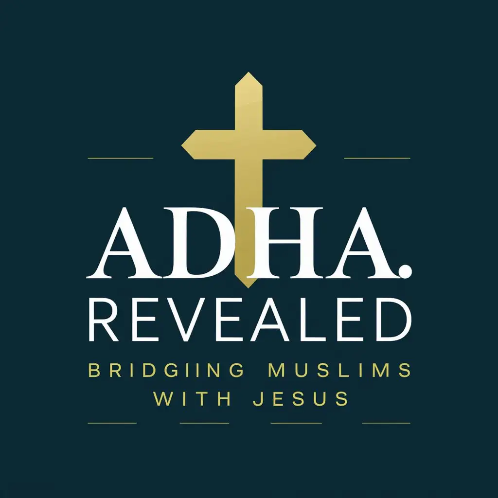 logo, Cross holy spirit lamb, with the text "Adha revealed bridging muslims with Jesus", typography, be used in Religious industry