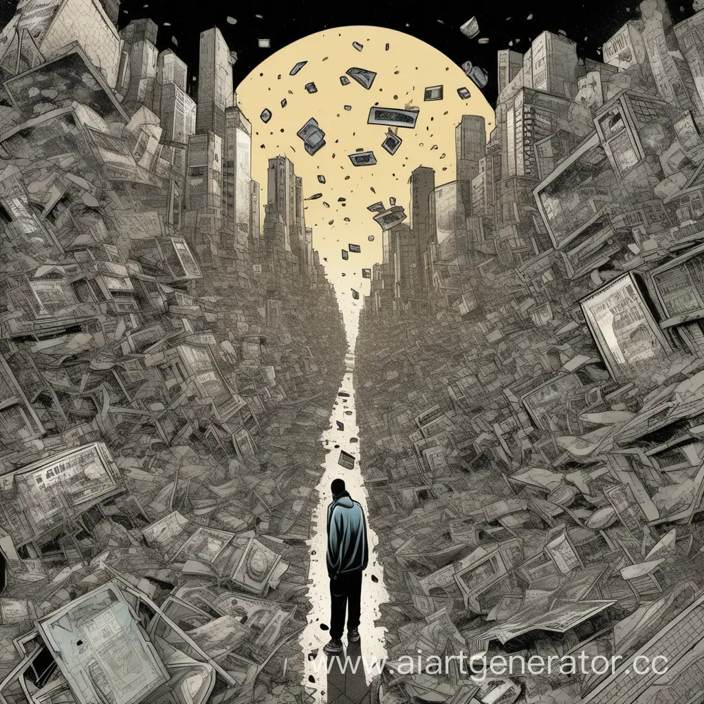 Обложка рэп альбома "Фрагмент", комикс стиль, сама обложка поделена на многие фрагменты в которых разные сюжеты