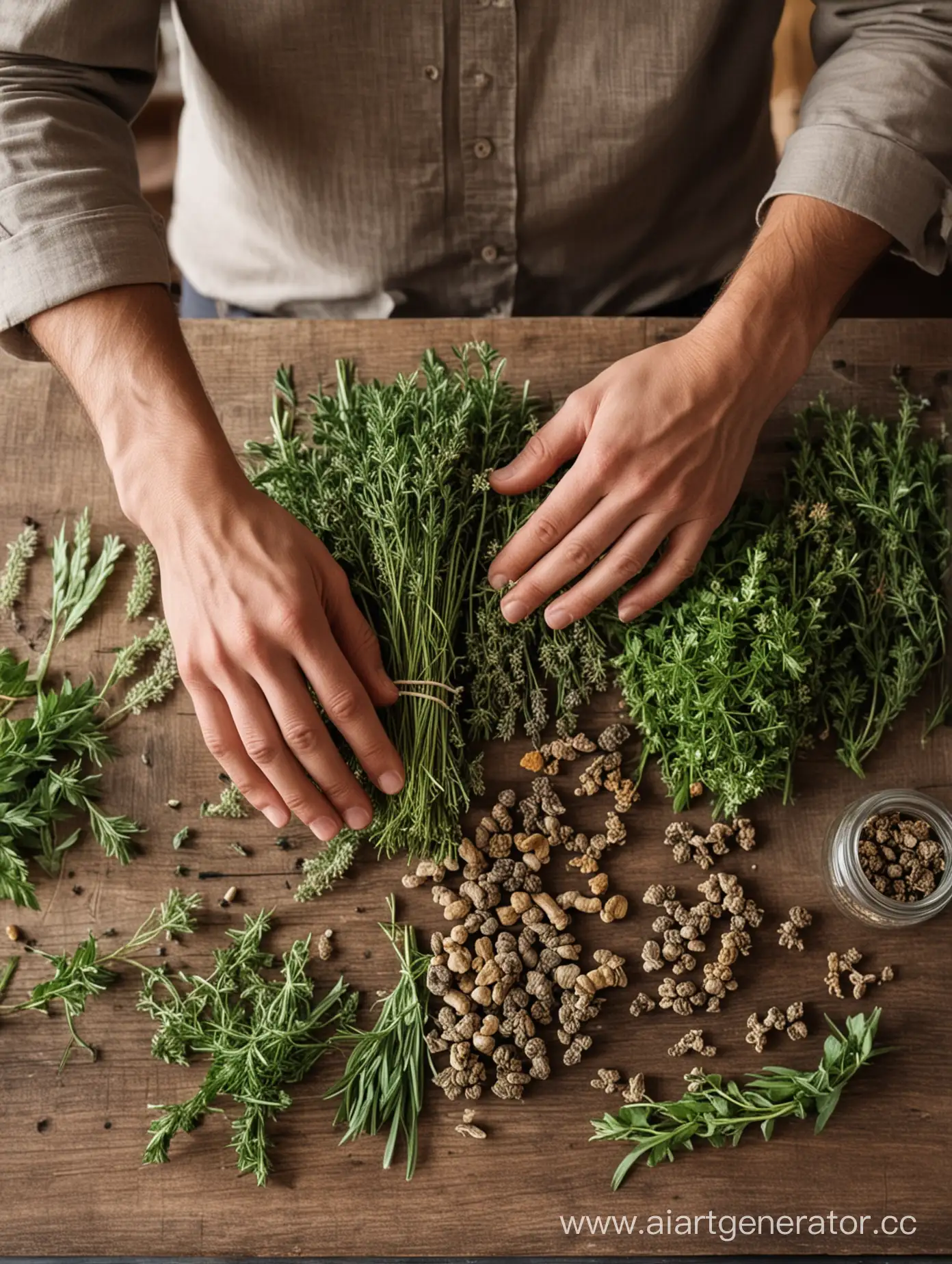 Man-Holding-Medicinal-Herbs-Traditional-Herbalist-at-Work