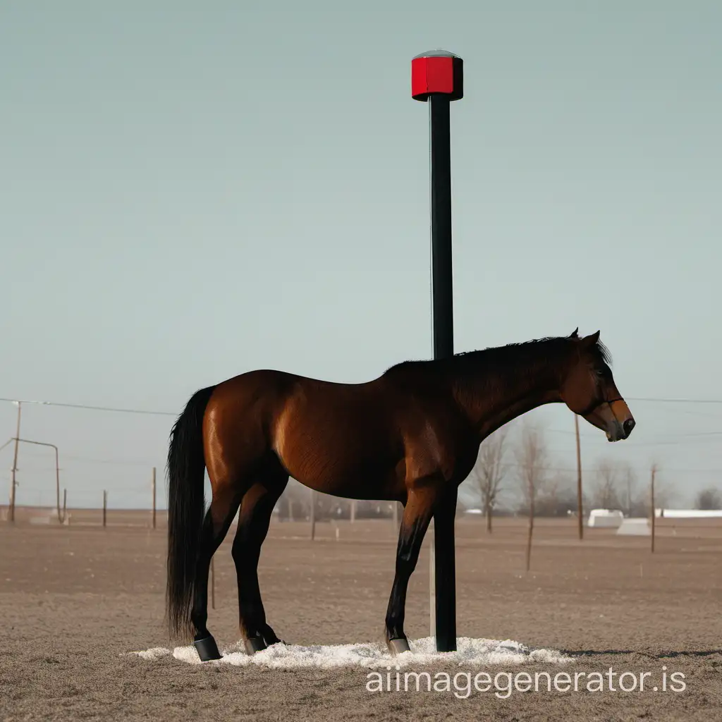 Majestic-Horse-Standing-at-the-Pole