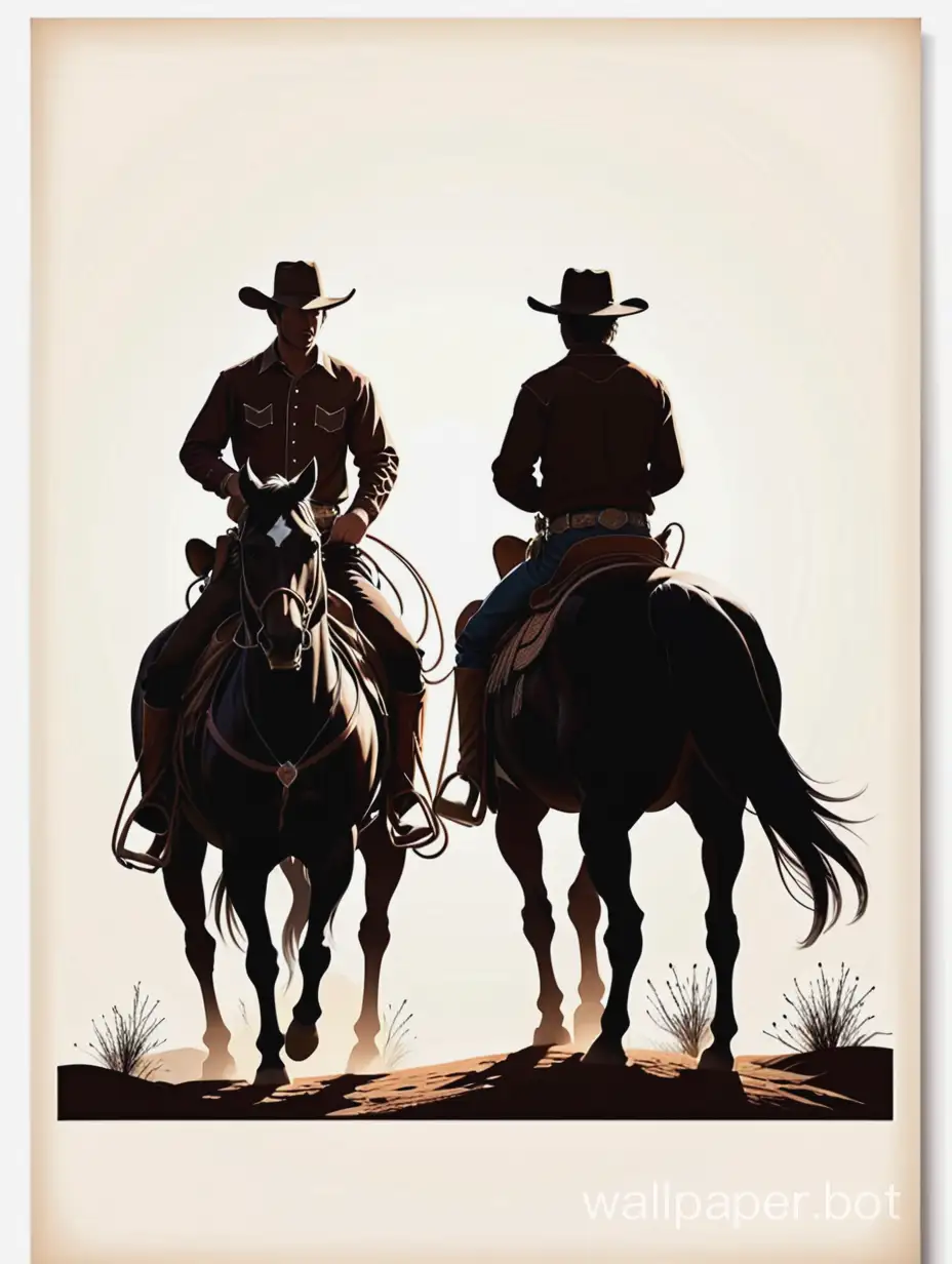 Cowboys Western Country, cowboy silhouette illustration,  Cowboy Vintage Retro poster, Cowboy lineart, white background