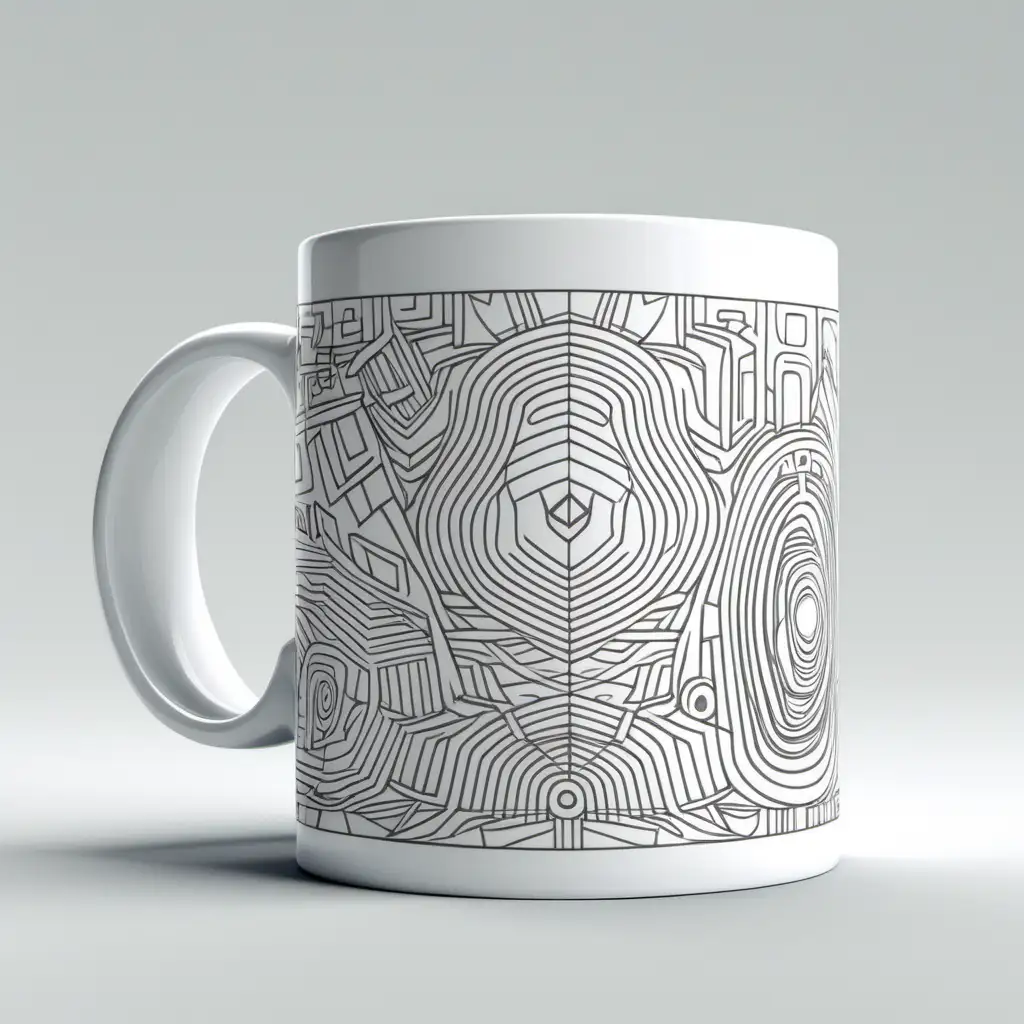generate the best patterns for a white mug to make a human buy