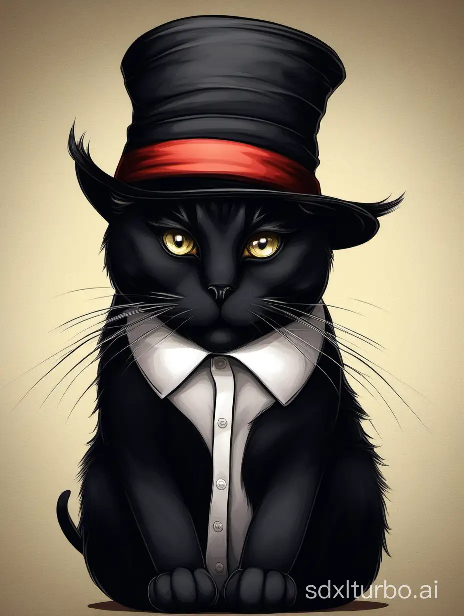 ablack cat wear the hat