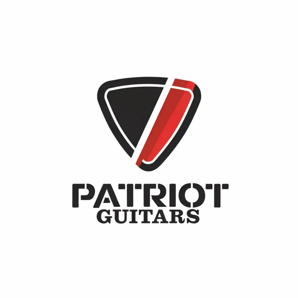 a logo design,with the text "Patriot Guitars", main symbol:Guitar pick,Moderate,be used in Retail industry,clear background