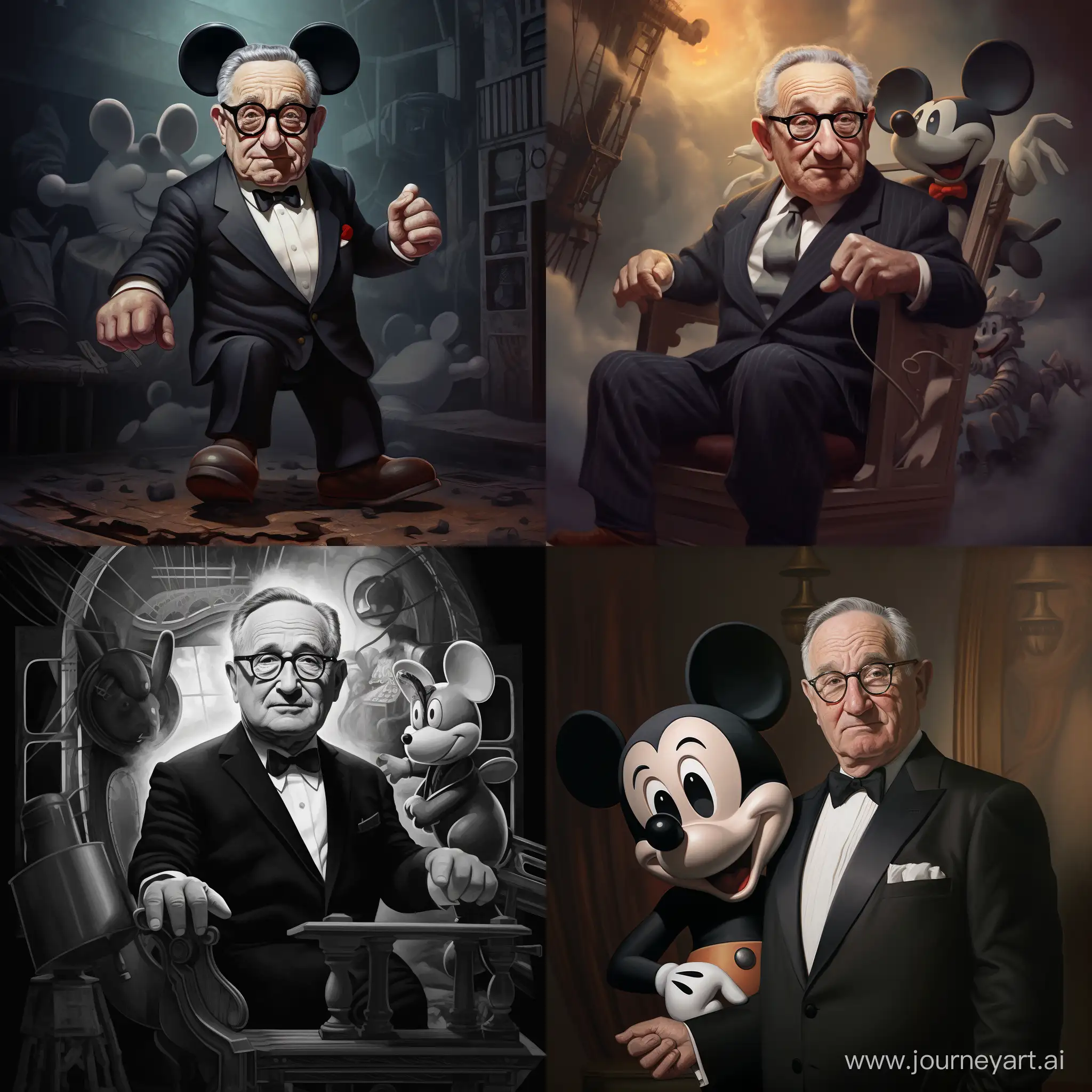 Steamboat Willie combined with Henry Kissinger