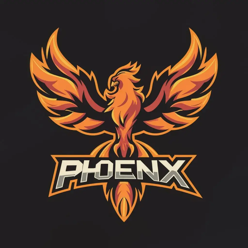 LOGO-Design-For-Gamer-Phoenix-Minimalistic-Phoenix-in-826AED-and-EEE1CC-Colors-with-Typography
