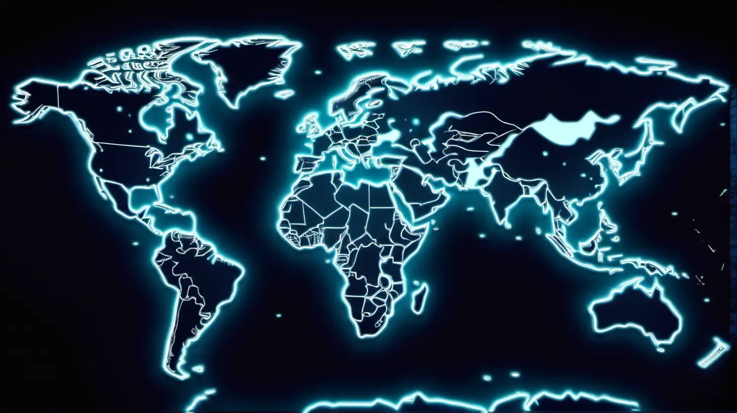 Futuristic Neon World Map with Dazzling Ambiance