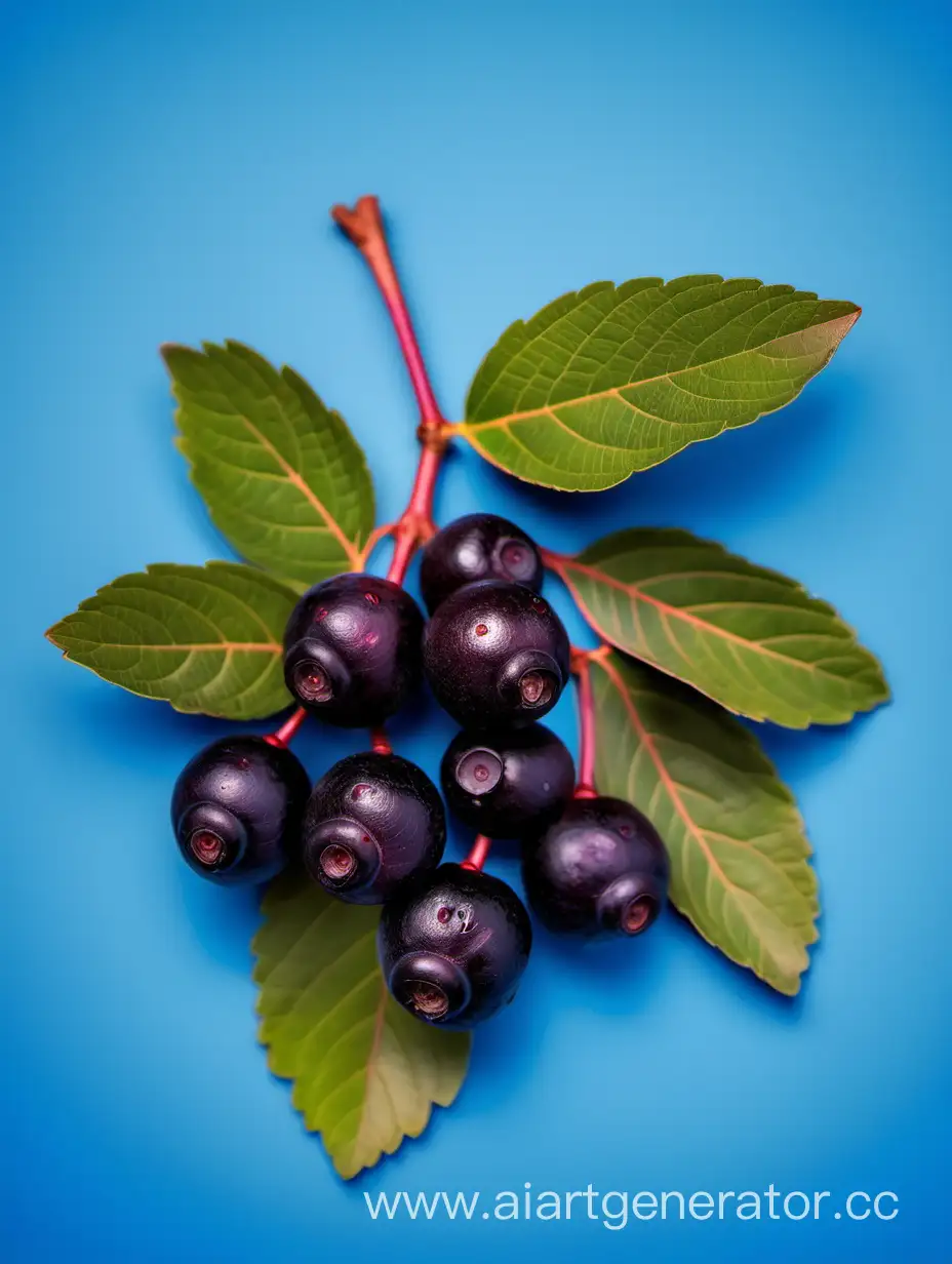 Vibrant-Aronia-Berries-on-Blue-Background