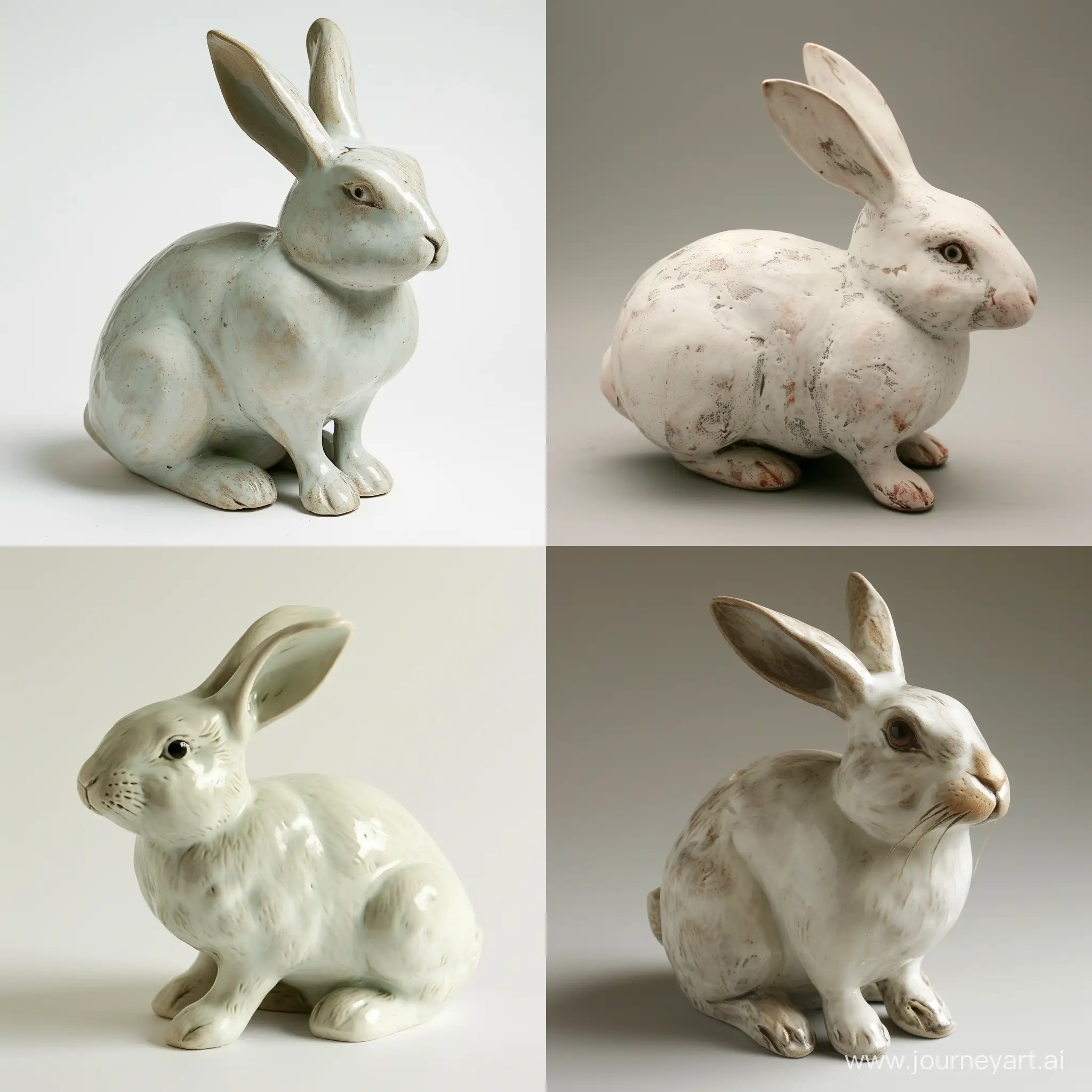 Whimsical-Ceramic-Rabbit-Standing-Tall-Unique-Handcrafted-Home-Decor