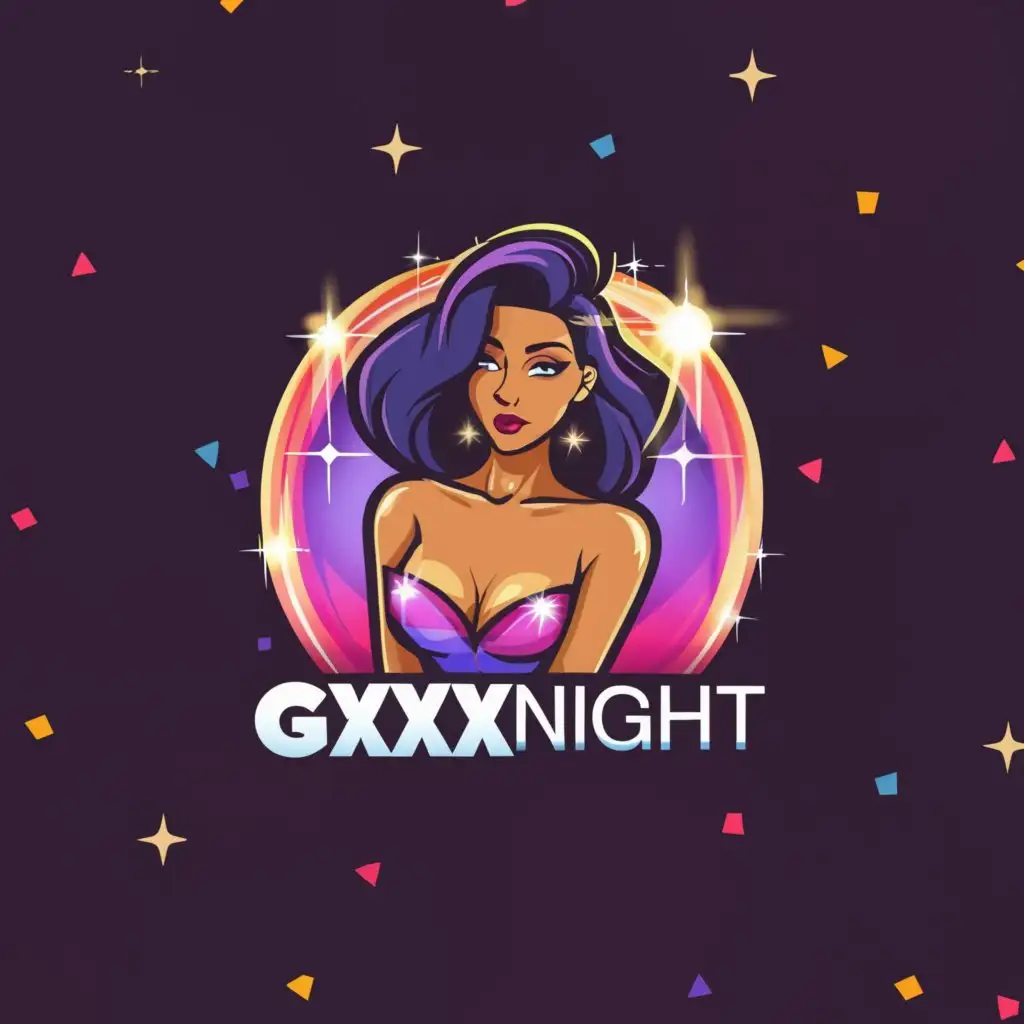 a logo design,with the text "gxxxnight", main symbol:sexy girl Chat Rooms,Moderate,clear background