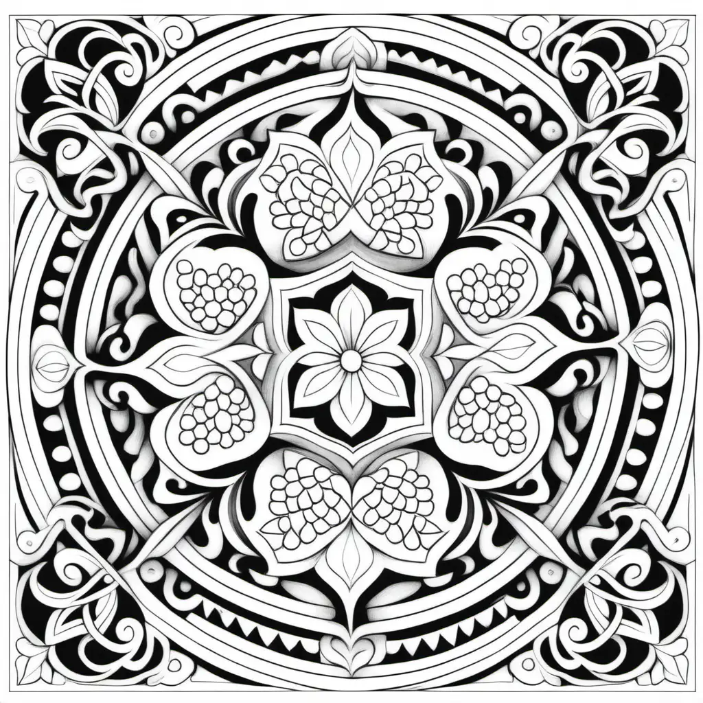 Alhambra and Albayzn Adult Coloring Page Elegant Black and White Line Art on a White Background