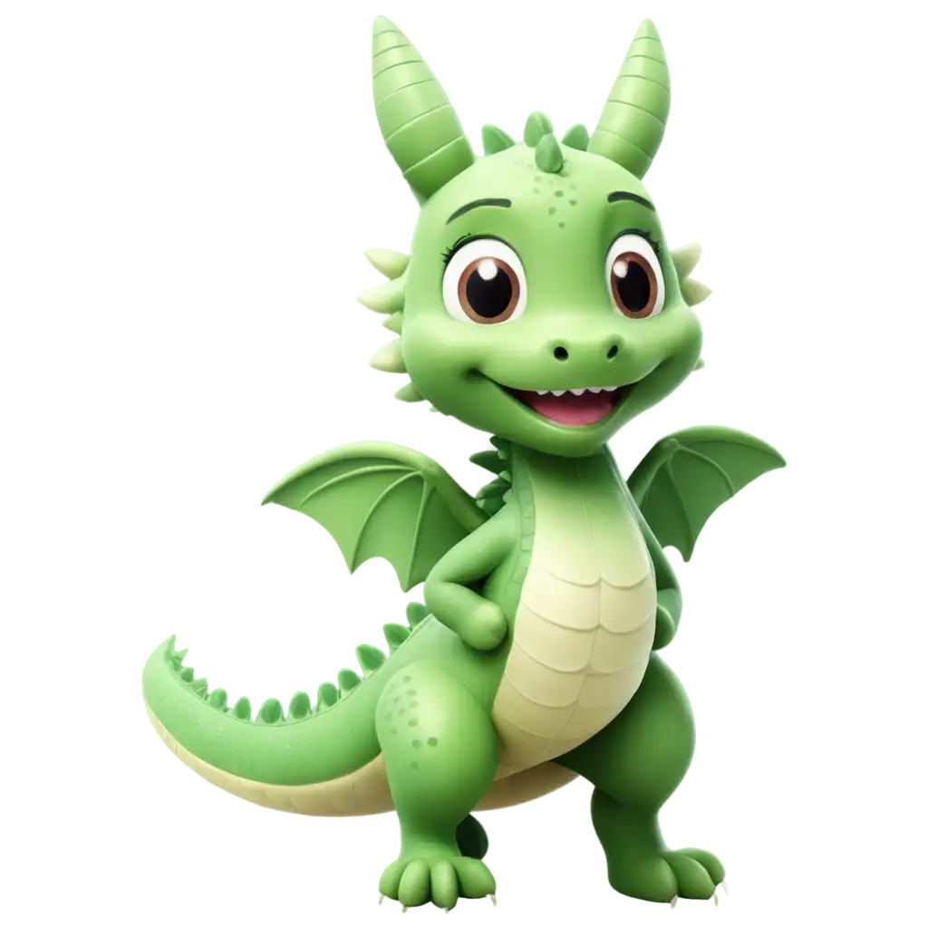 a cute dragon color green