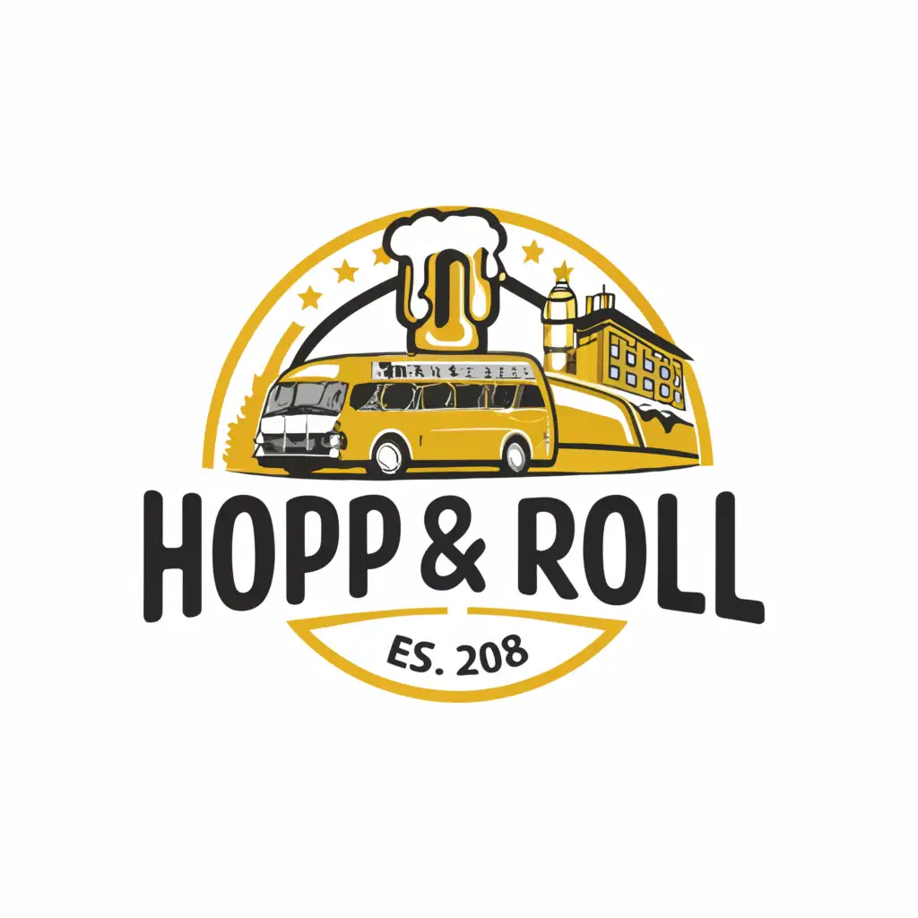 a logo design,with the text "Sima Tours - Hop & Roll", main symbol:Bus & beer, nature, travel, Germany, Czech Republic,Moderate,be used in Travel industry,clear background