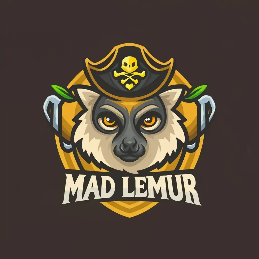 a logo design,with the text "Mad lemur", main symbol:Face of mad lemur thet looks like a sweat pirate ,Moderate,clear background