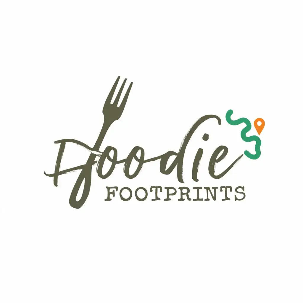 a logo design,with the text "Foodie Footprints", main symbol:fork and spoon, map,Moderate,be used in Travel industry,clear background