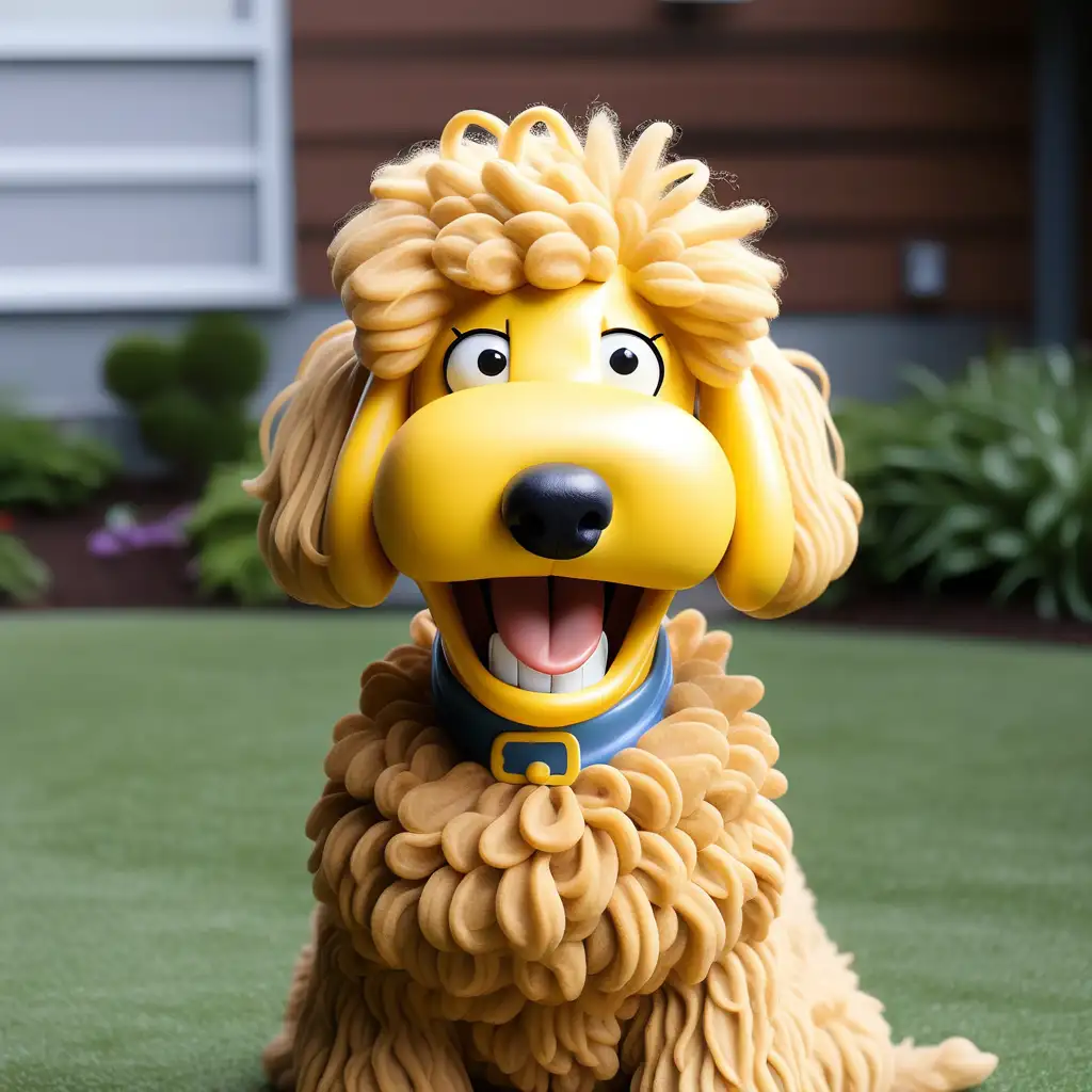 Golden doodle that looks like the simpsons