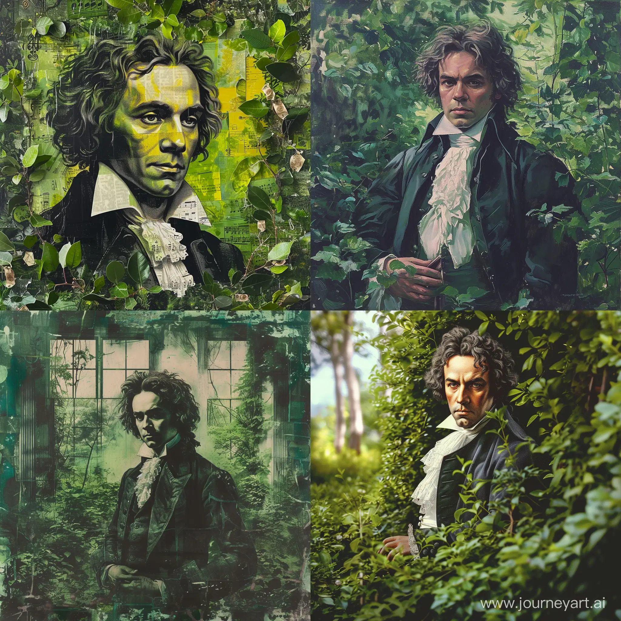Ludwig van Beethoven in a green garden