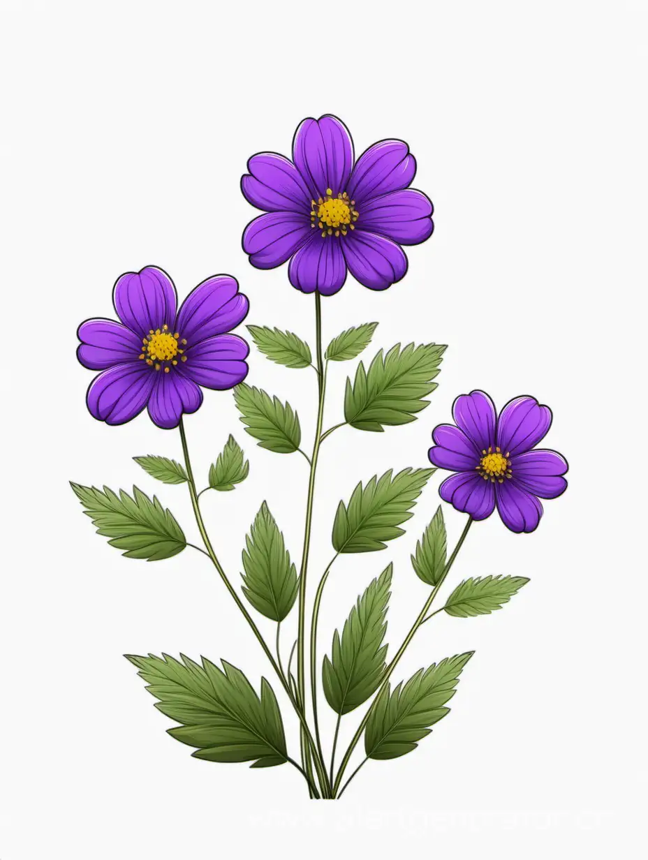 Elegant-Purple-Wildflower-Cluster-Line-Art-Botanical-Herb-4K-Image