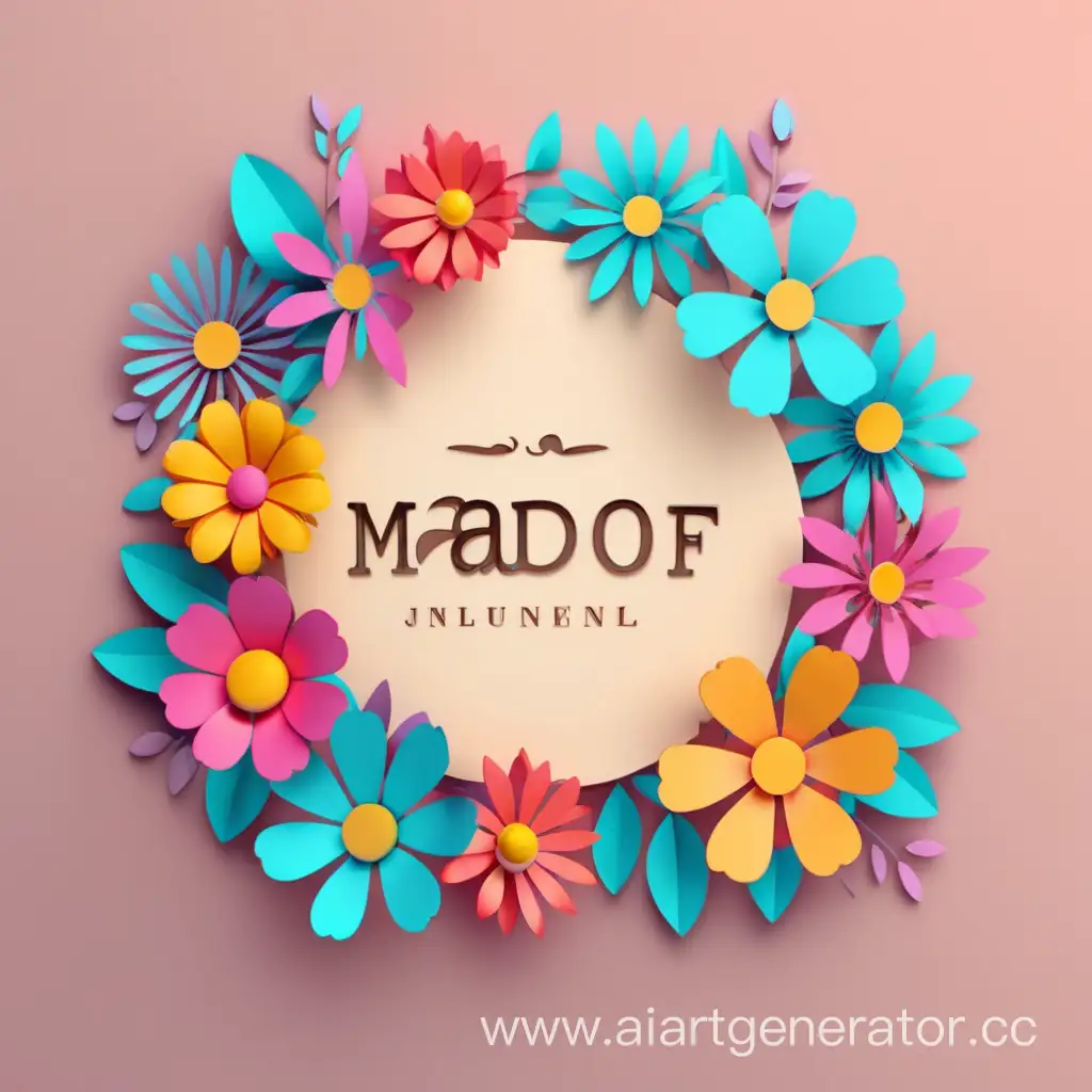 simple logo of a 3D flowers border, mad of flowers.