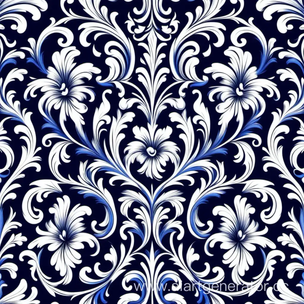 Elegant-Floral-Baroque-Pattern-in-White-and-Dark-Blue