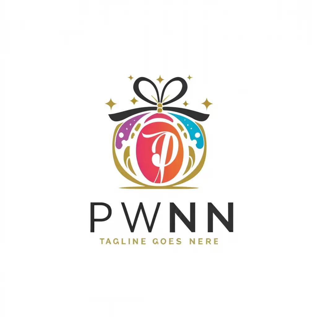 a logo design,with the text "PWN", main symbol:GLAMOUR ELEGANT SKINCARE COSMETIC JAR COLOURFULL  backgound white,Moderate,clear background