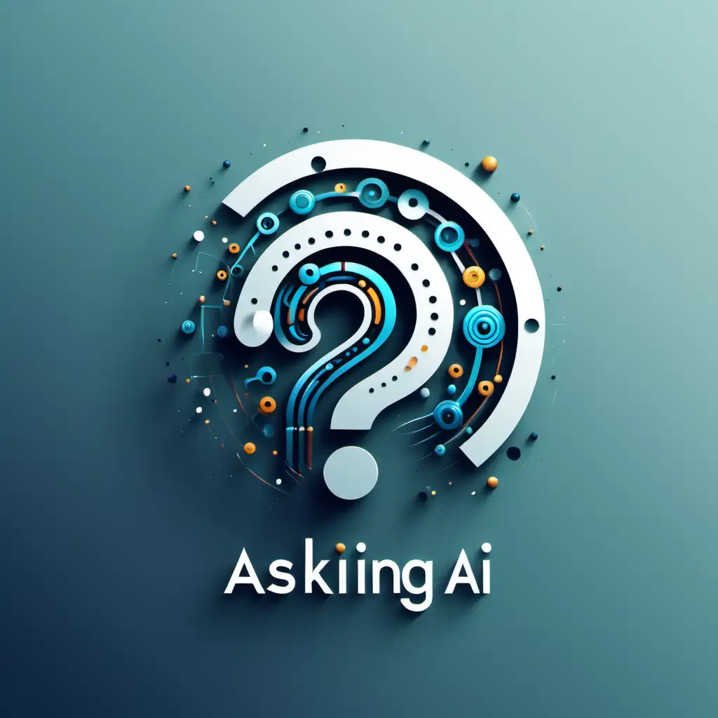 Contemporary Question Mark Logo with Abstract AI Elements and Detailed Textures