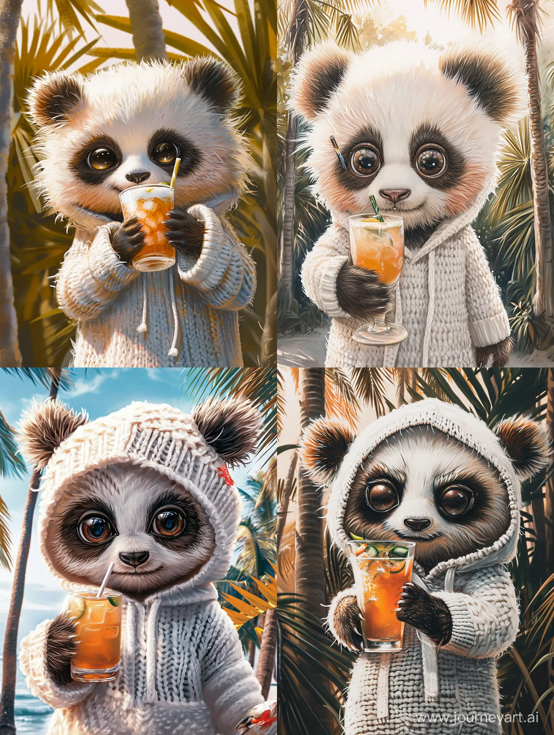 Adorable-Panda-with-Cocktail-in-Sunny-Paradise