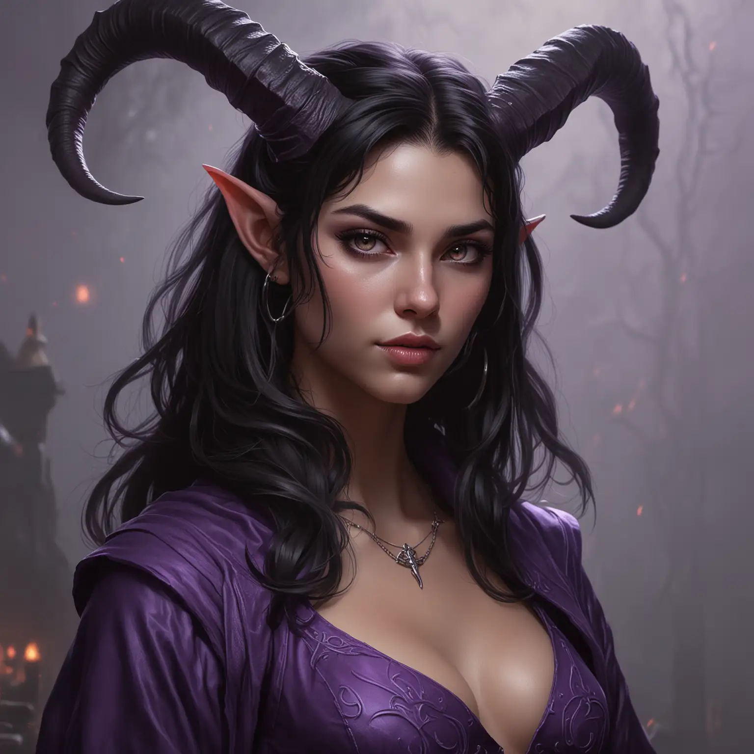 Mysterious Tiefling Queen Dark Fantasy Regal Elegance | MUSE AI