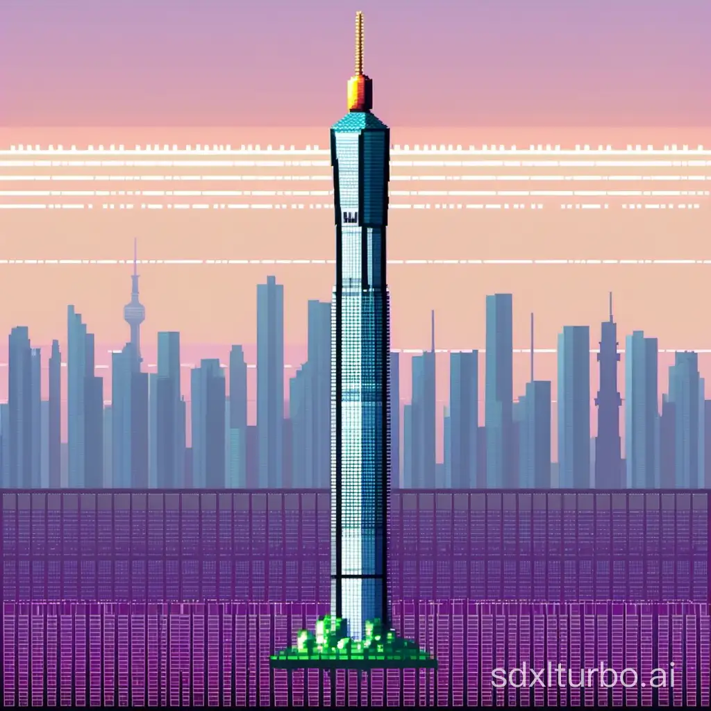 guangzhou tower in pixel style