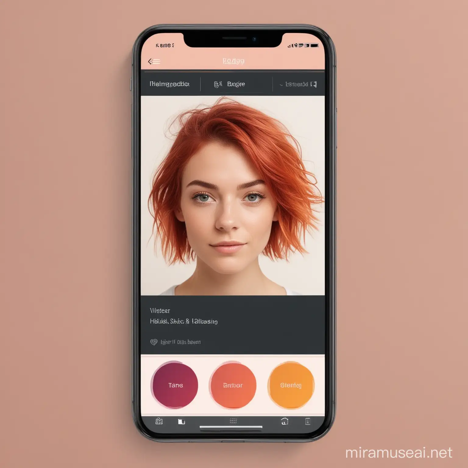 生成一个矩形app界面，app封面为用户的个人信息和脸，以及头发的颜色和色卡