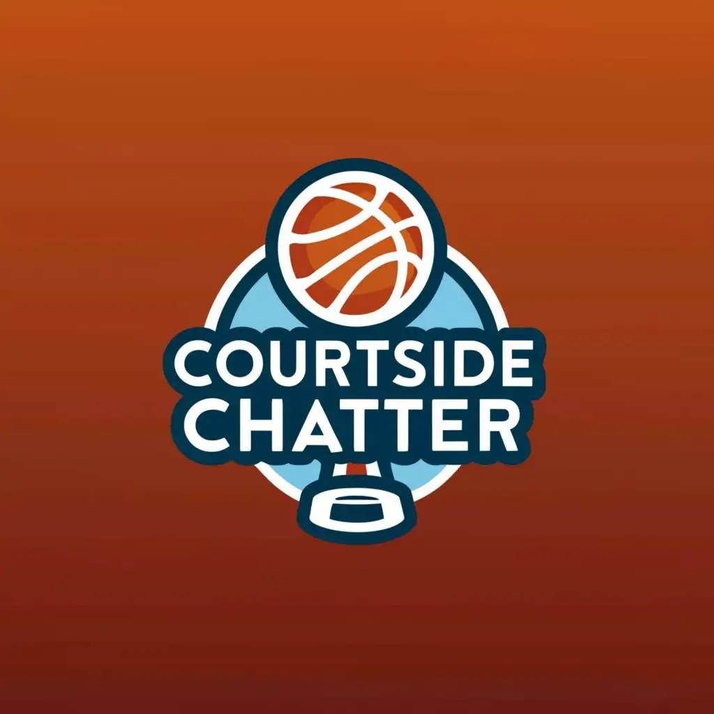 a logo design,with the text "COURTSIDE CHATTER", main symbol:microphone, basketball,Minimalistic,be used in Sports Fitness industry,clear background