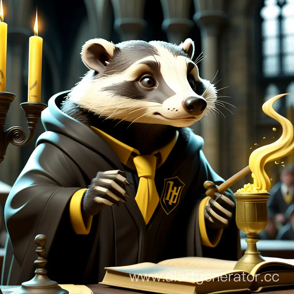 Magical-Badger-Casting-Spells-at-Hogwarts-Hufflepuff-Faculty