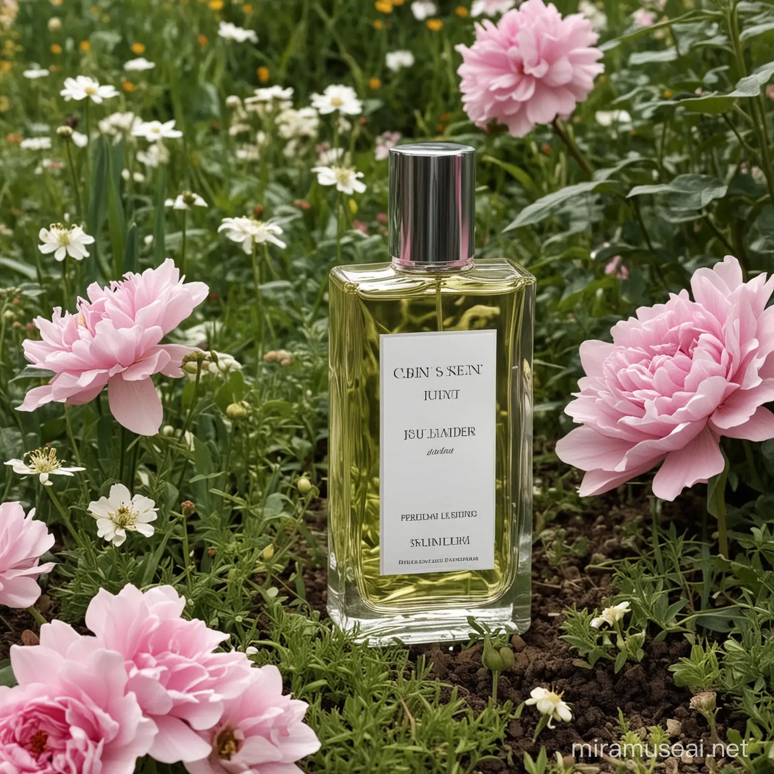 Unisex Perfume Fragrance in a Lush Garden Setting
