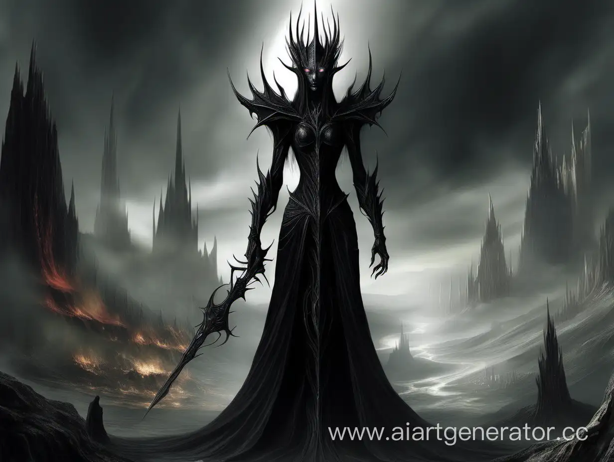 Dark-Fantasy-Art-Feminine-Form-of-Lord-Sauron-in-the-World-of-Middleearth