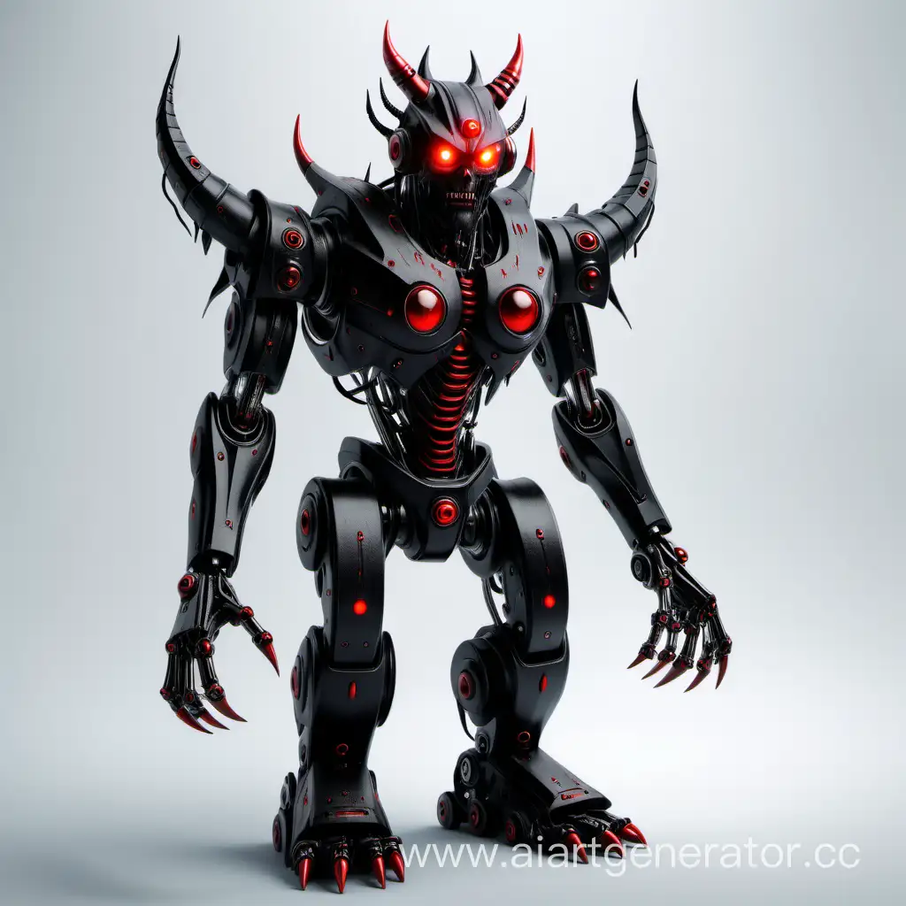 robot demon red eyes black 