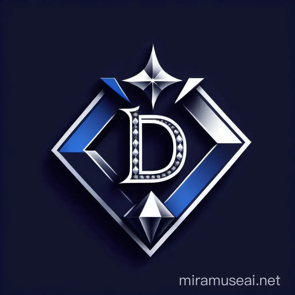 Logotipo que combine las letras L D y diamante con tipo de diseño flag en alto contraste