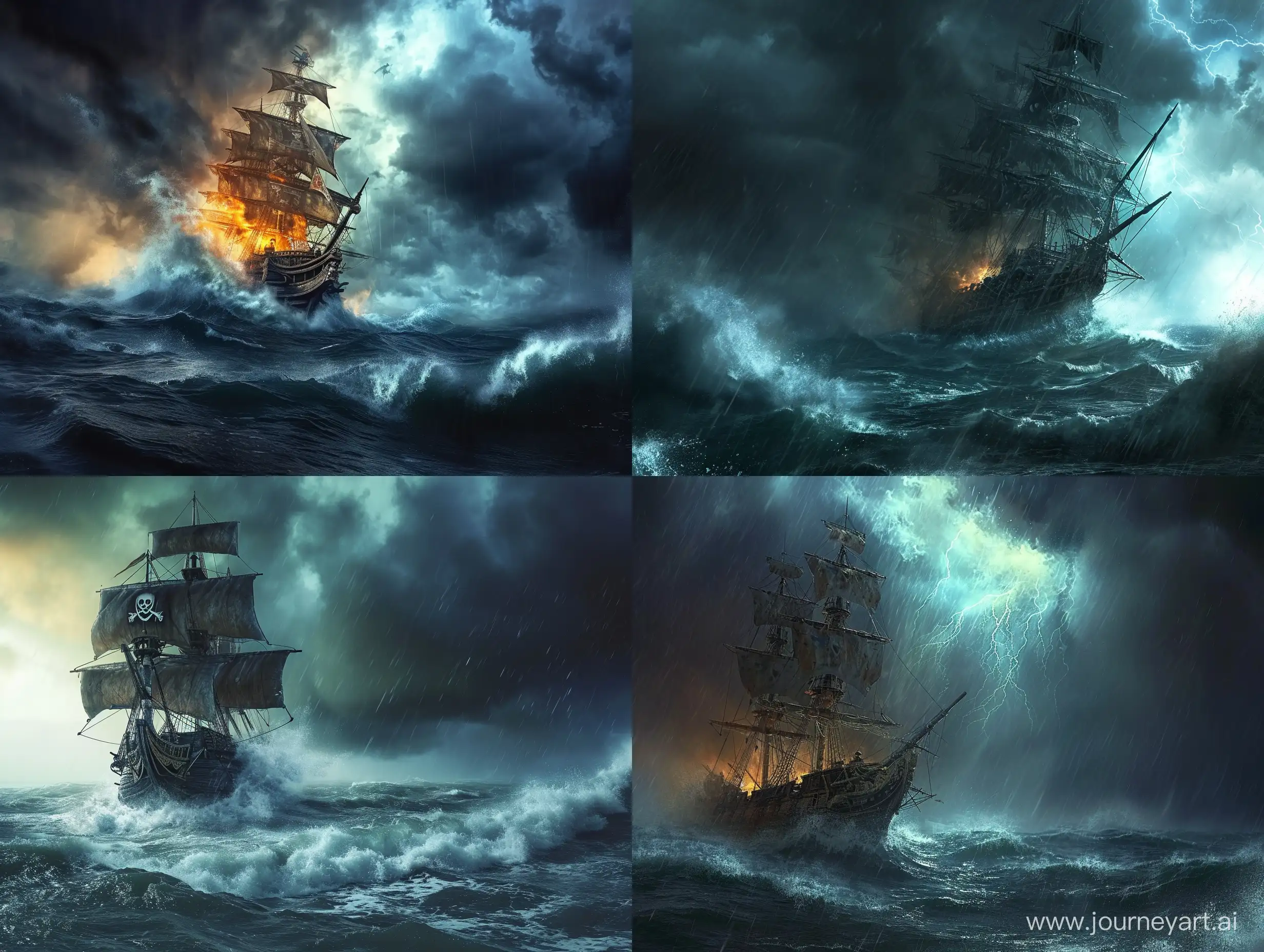 Pirate-Ship-Battling-the-Elements-in-a-Stormy-Sea
