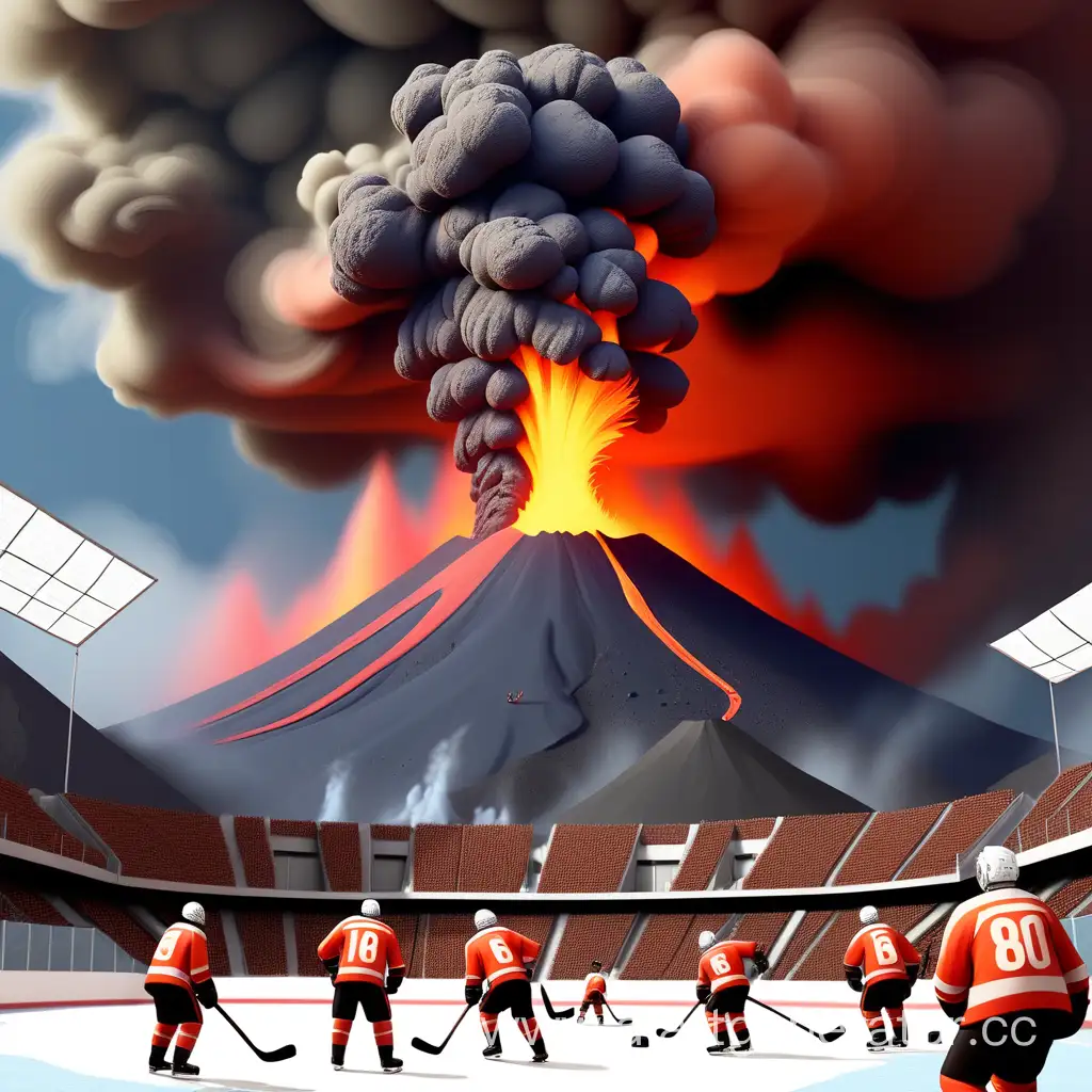 Извержение вулкана посреди хоккейного матча