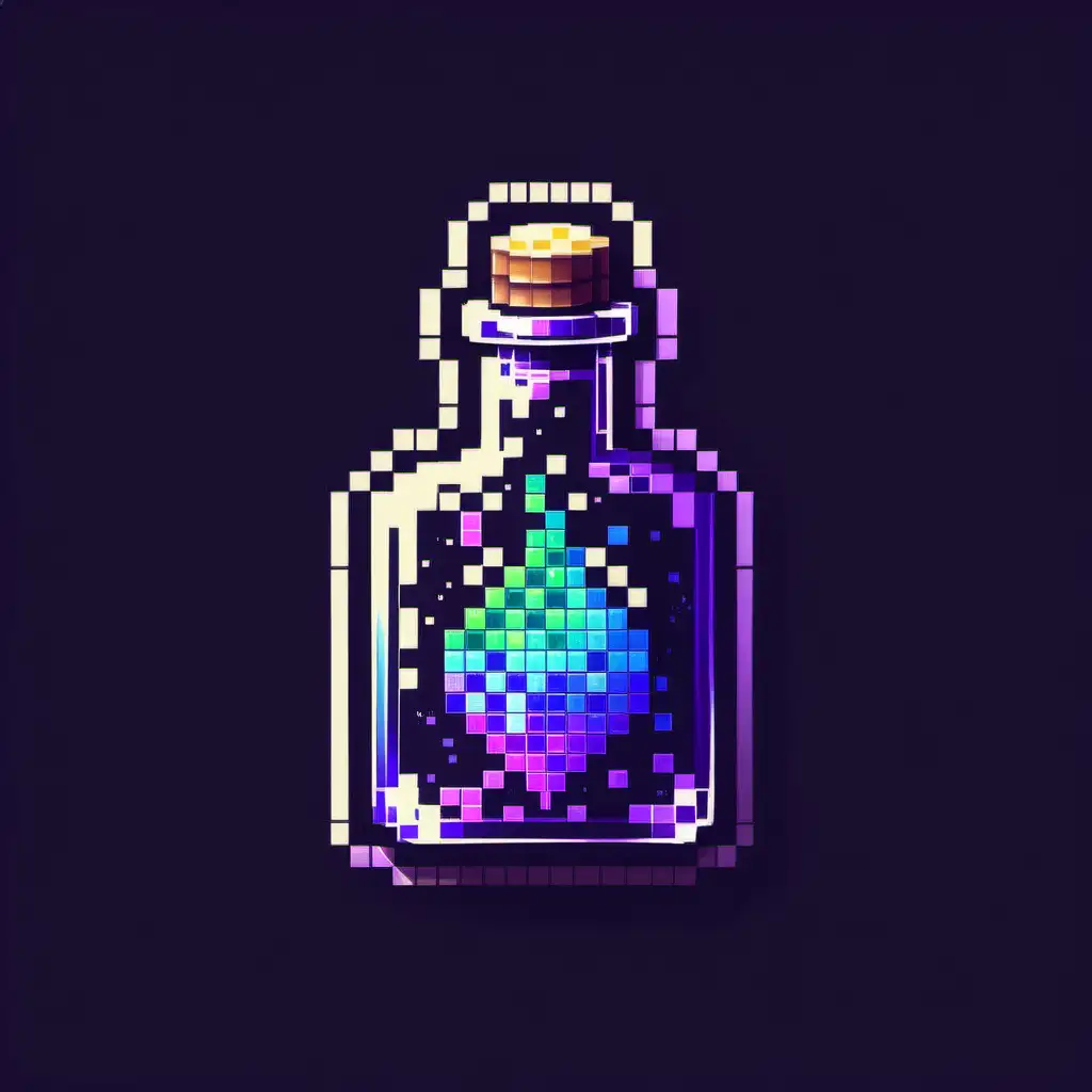 Pixelated potion bottle logo