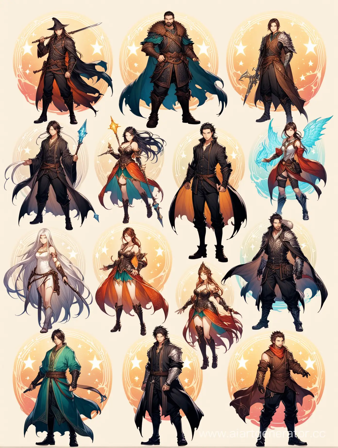 Six characters, different, fantasy