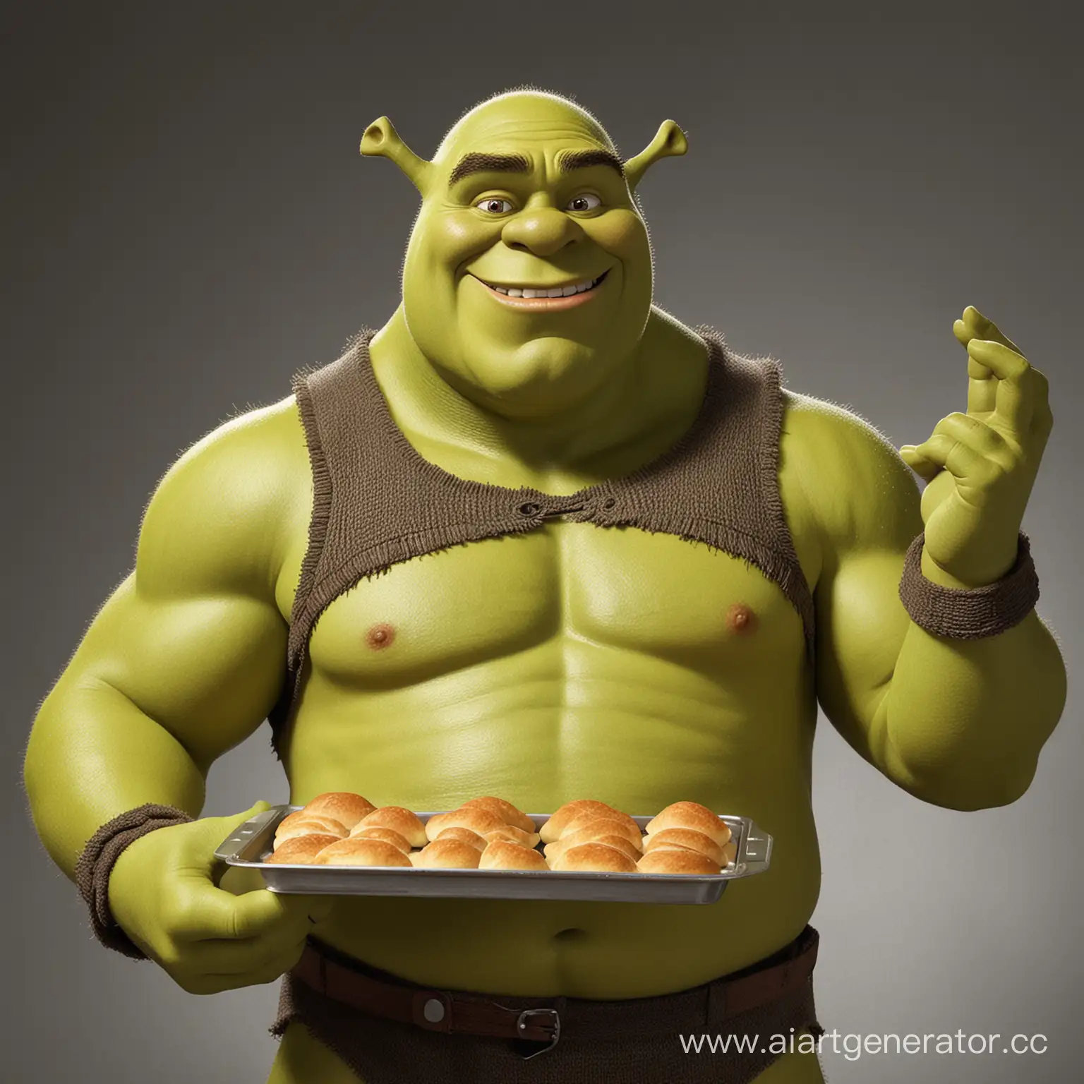 Muscular-Shrek-with-Tray-of-Food-and-Inquisitive-Expression