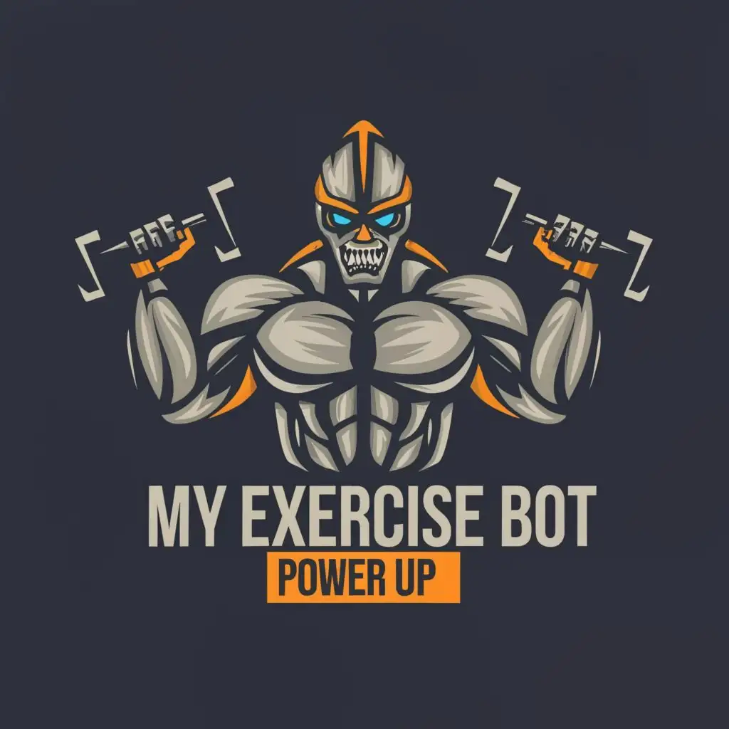 LOGO-Design-For-My-Exercise-Bot-Power-Up-Futuristic-Robotic-Image-with-Bold-Text